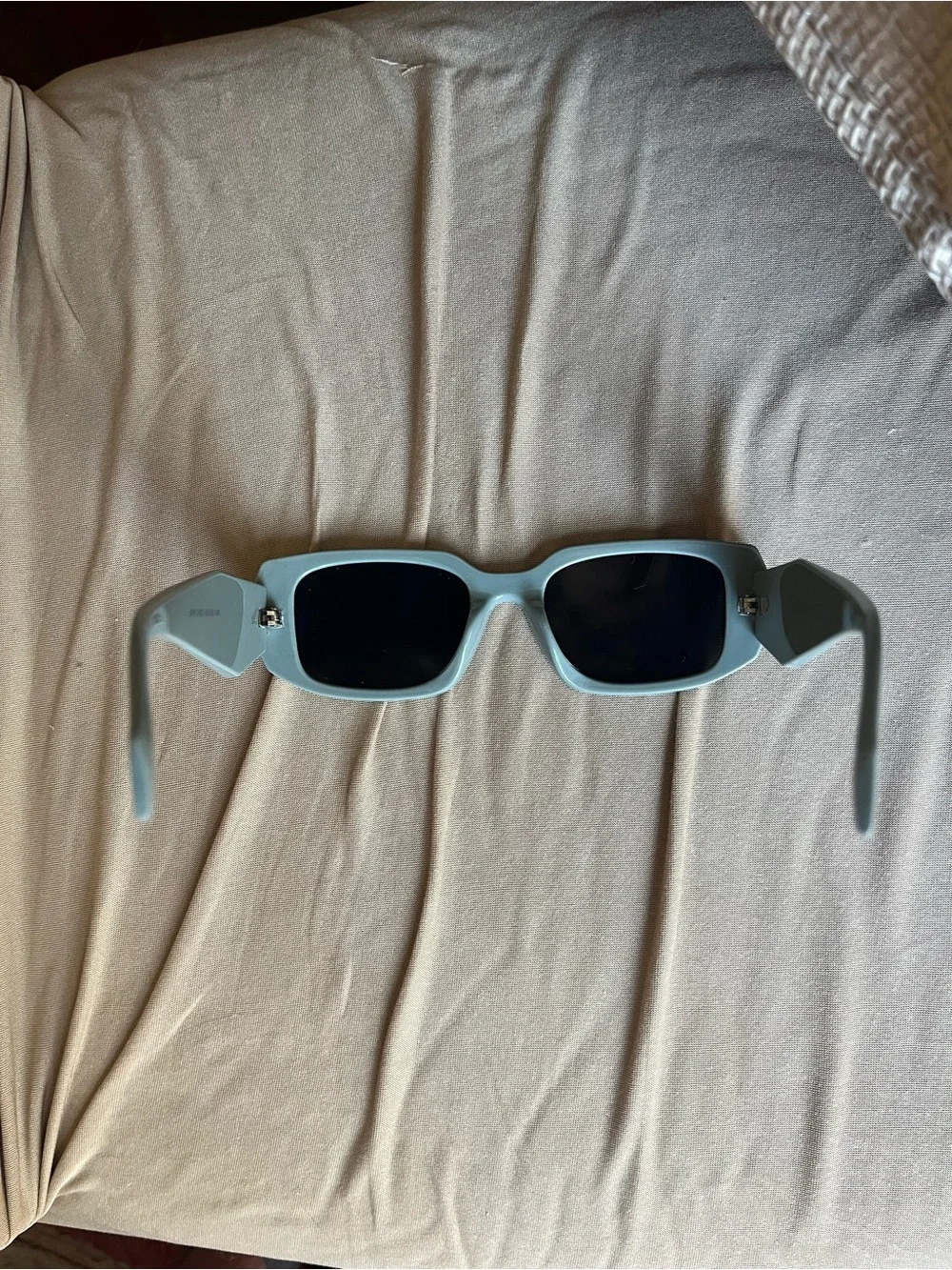 Prada Mint Green Square Frame Sunglasses with Dark Lenses